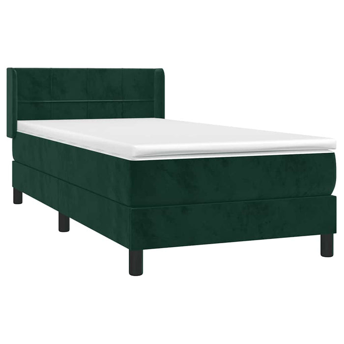 Pat box spring cu saltea, verde închis, 80x200 cm, catifea - WALTI WALTI