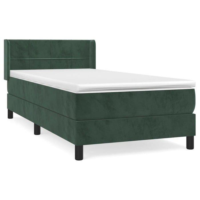 Pat box spring cu saltea, verde închis, 90x200 cm, catifea - WALTI WALTI