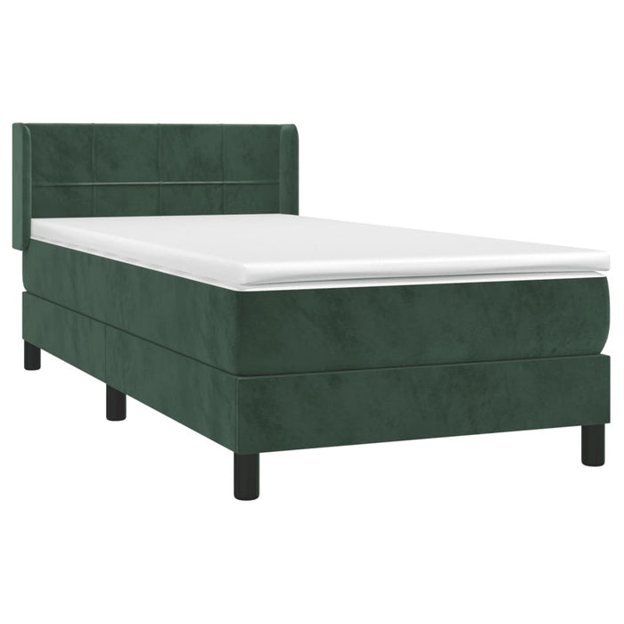 Pat box spring cu saltea, verde închis, 90x200 cm, catifea - WALTI WALTI