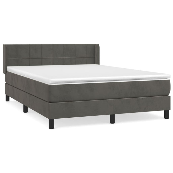 Pat box spring cu saltea, gri închis, 140x200 cm, catifea - WALTI WALTI