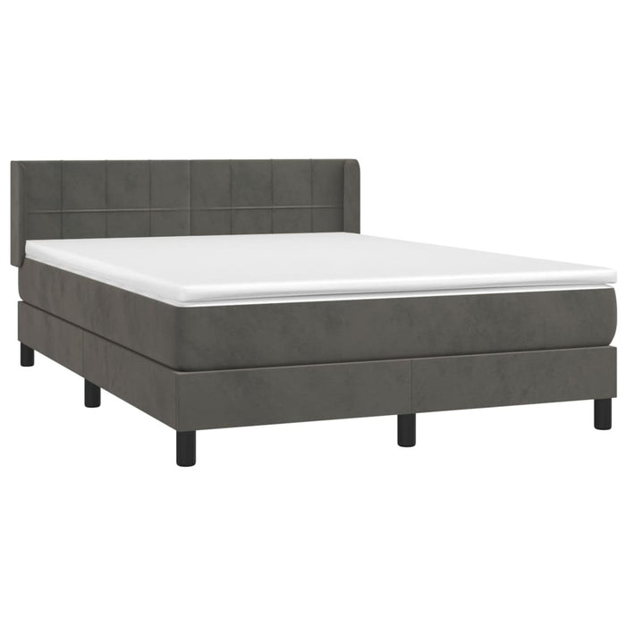 Pat box spring cu saltea, gri închis, 140x200 cm, catifea - WALTI WALTI