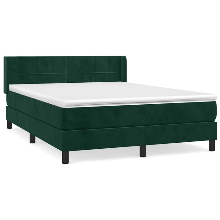 Pat box spring cu saltea, verde închis, 140x200 cm, catifea - WALTI WALTI