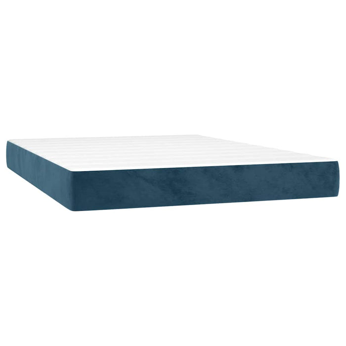 Pat box spring cu saltea, albastru închis, 140x200 cm, catifea - WALTI WALTI