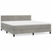Pat box spring cu saltea, gri deschis, 160x200 cm, catifea - WALTI WALTI