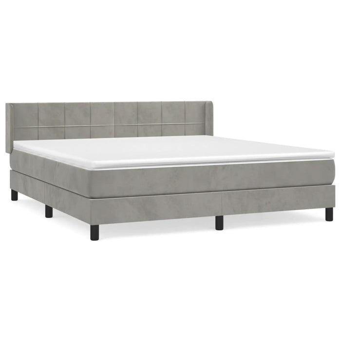 Pat box spring cu saltea, gri deschis, 160x200 cm, catifea - WALTI WALTI