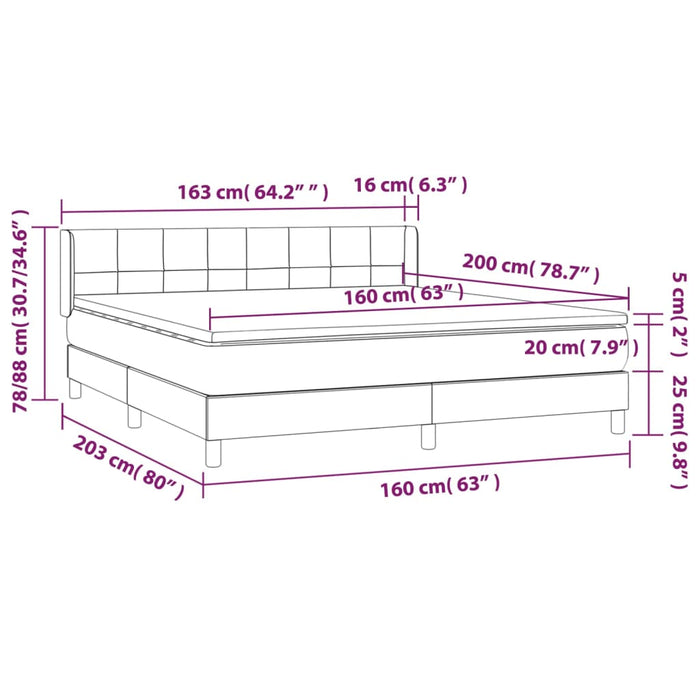 Pat box spring cu saltea, verde închis, 160x200 cm, catifea - WALTI WALTI