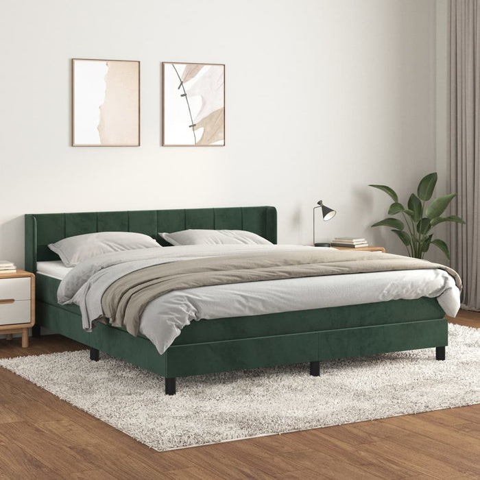 Pat box spring cu saltea, verde închis, 160x200 cm, catifea - WALTI WALTI