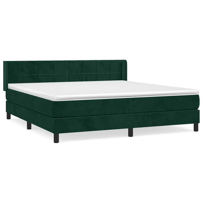 Pat box spring cu saltea, verde închis, 180x200 cm, catifea WALTI