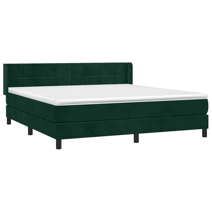 Pat box spring cu saltea, verde închis, 180x200 cm, catifea WALTI