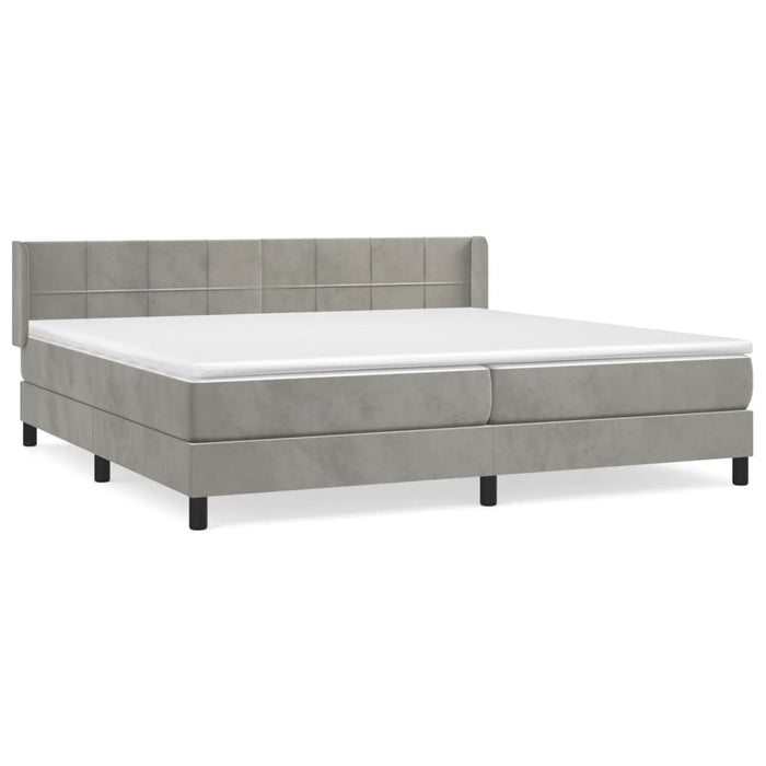 Pat box spring cu saltea, gri deschis, 200x200 cm, catifea - WALTI WALTI