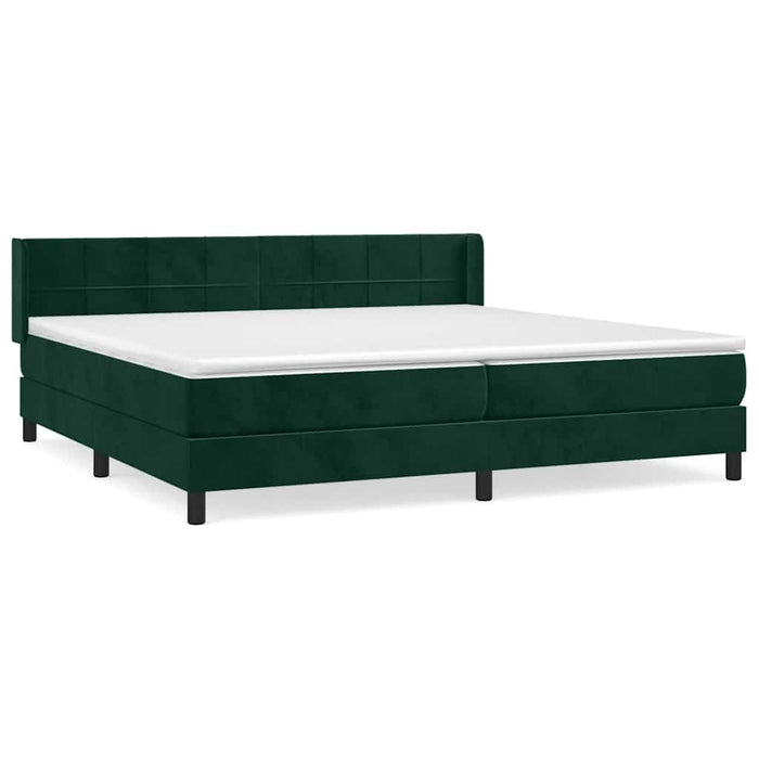 Pat box spring cu saltea, verde închis, 200x200 cm, catifea - WALTI WALTI