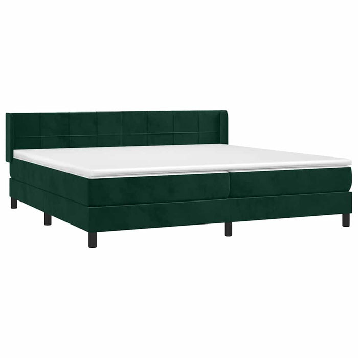 Pat box spring cu saltea, verde închis, 200x200 cm, catifea - WALTI WALTI