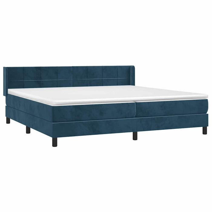 Pat box spring cu saltea, albastru închis, 200x200 cm, catifea - WALTI WALTI