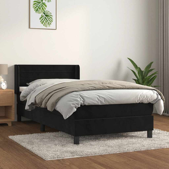 Pat box spring cu saltea, negru, 80x200 cm, catifea - WALTI WALTI