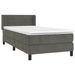 Pat box spring cu saltea, gri închis, 90x200 cm, catifea - WALTI WALTI