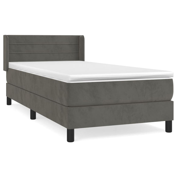 Pat box spring cu saltea, gri închis, 100x200 cm, catifea - WALTI WALTI