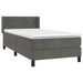 Pat box spring cu saltea, gri închis, 100x200 cm, catifea - WALTI WALTI