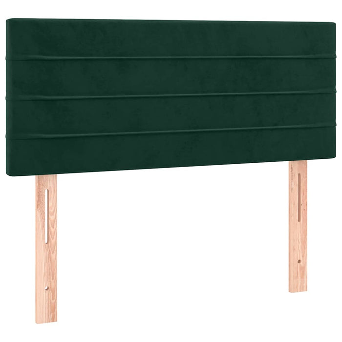 Pat box spring cu saltea, verde închis, 100x200 cm, catifea WALTI