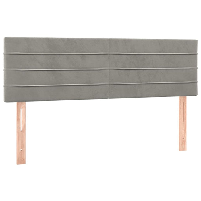 Pat box spring cu saltea, gri deschis, 140x190 cm, catifea - WALTI WALTI