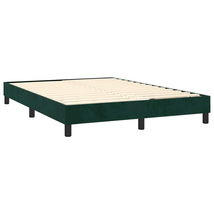 Pat box spring cu saltea, verde închis, 140x190 cm, catifea - WALTI WALTI
