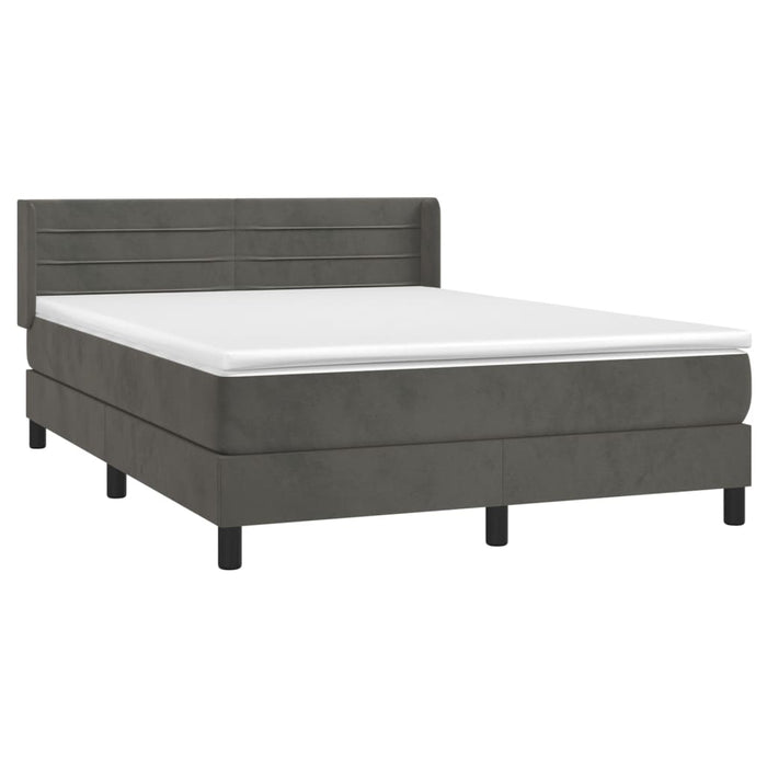 Pat box spring cu saltea, gri închis, 140x200 cm, catifea - WALTI WALTI