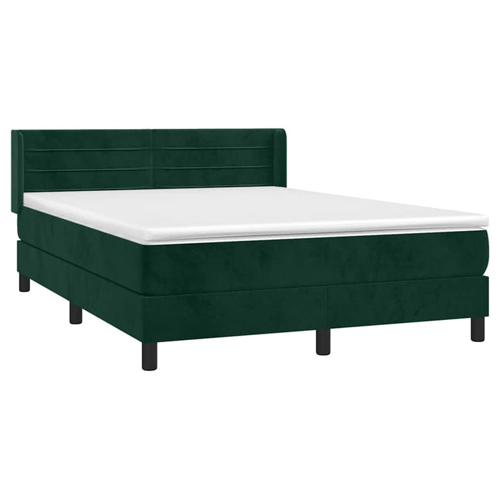 Pat box spring cu saltea, verde închis, 140x200 cm, catifea - WALTI WALTI