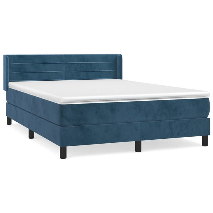 Pat box spring cu saltea, albastru închis, 140x200 cm, catifea - WALTI WALTI