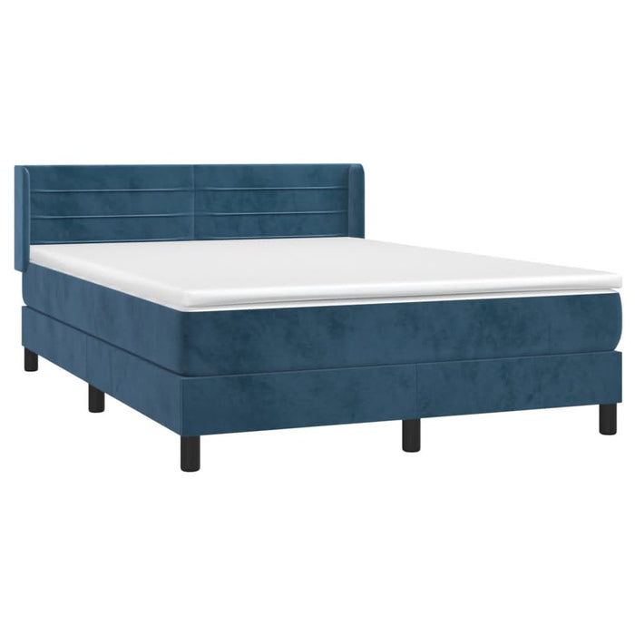 Pat box spring cu saltea, albastru închis, 140x200 cm, catifea - WALTI WALTI
