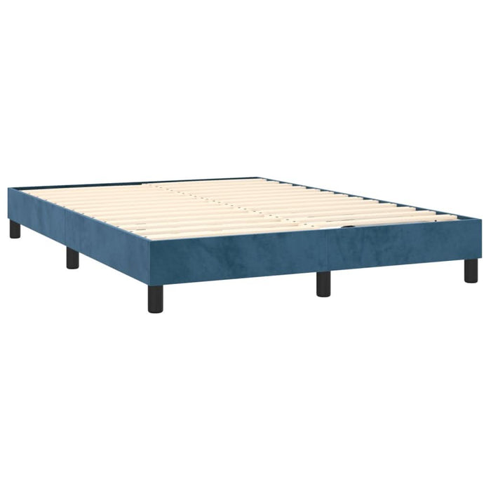 Pat box spring cu saltea, albastru închis, 140x200 cm, catifea - WALTI WALTI