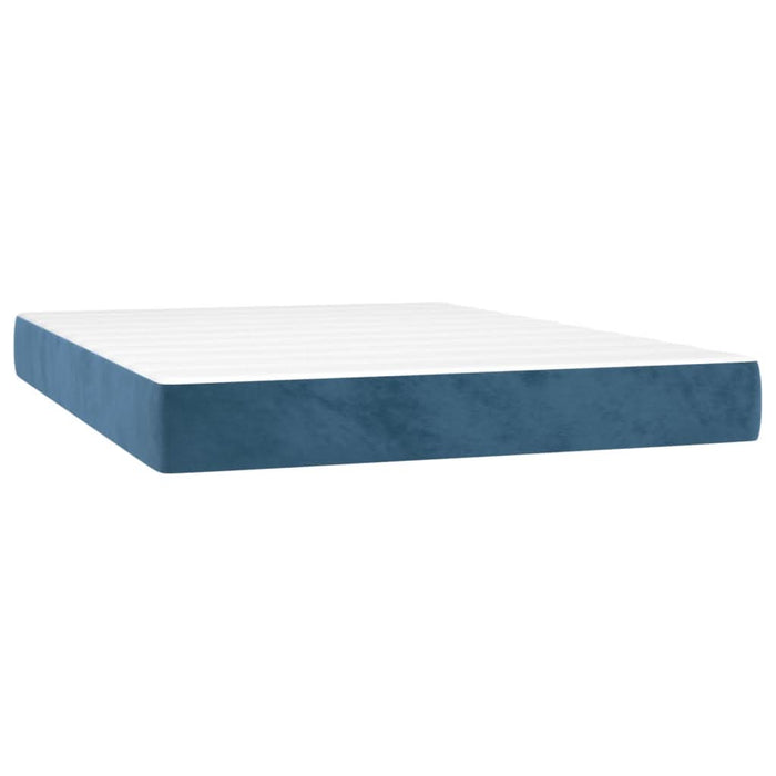 Pat box spring cu saltea, albastru închis, 140x200 cm, catifea - WALTI WALTI