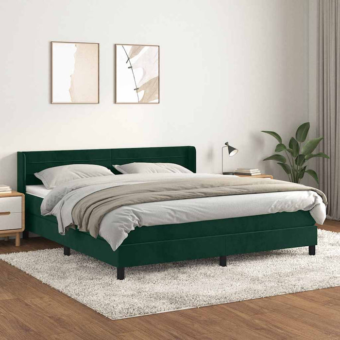 Pat box spring cu saltea, verde închis, 160x200 cm, catifea - WALTI WALTI