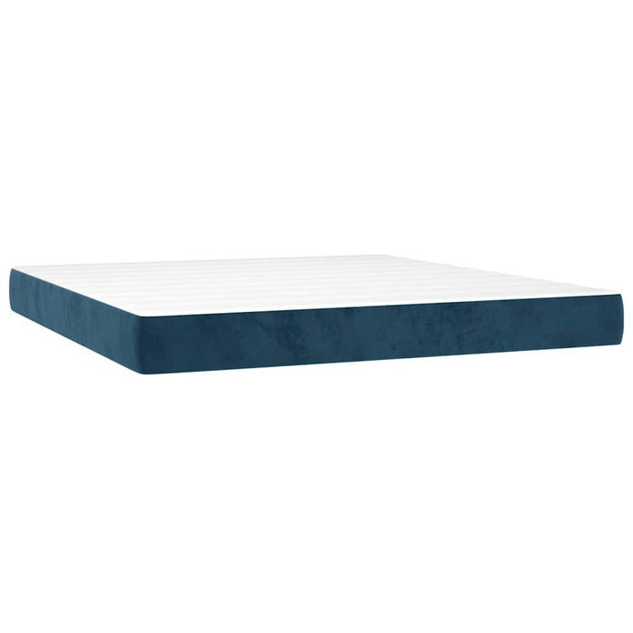 Pat box spring cu saltea, albastru închis, 160x200 cm, catifea - WALTI WALTI