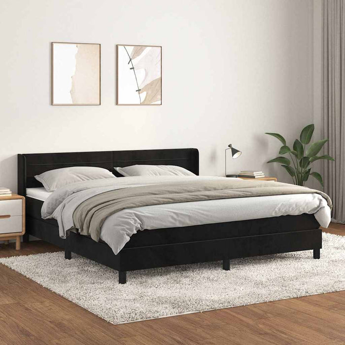 Pat box spring cu saltea, negru, 180x200 cm, catifea - WALTI WALTI