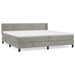 Pat box spring cu saltea, gri deschis, 200x200 cm, catifea - WALTI WALTI
