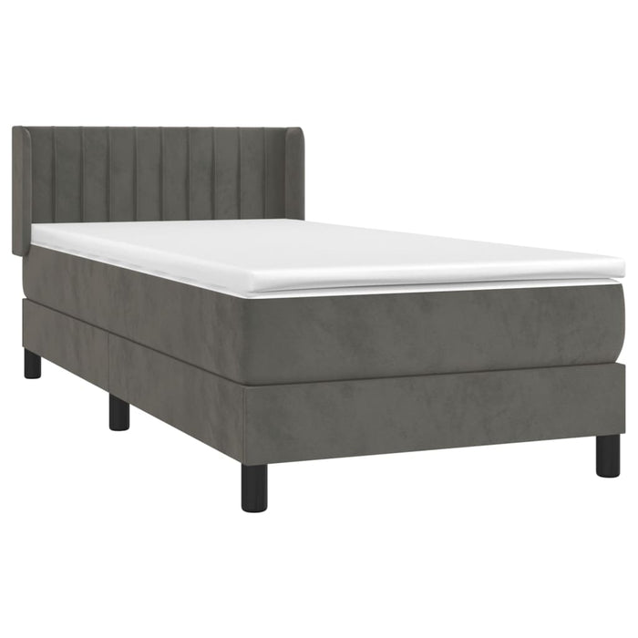 Pat box spring cu saltea, gri închis, 90x190 cm, catifea - WALTI WALTI