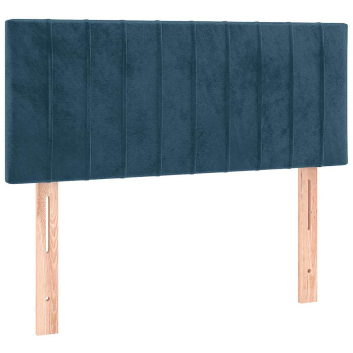 Pat box spring cu saltea, albastru închis, 90x190 cm, catifea - WALTI WALTI