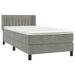 Pat box spring cu saltea, gri deschis, 90x200 cm, catifea - WALTI WALTI