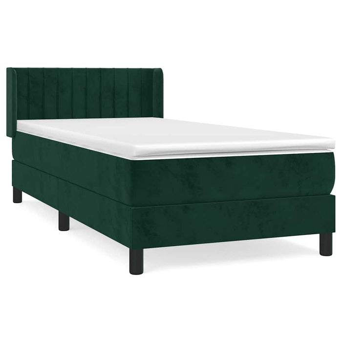 Pat box spring cu saltea, verde închis, 90x200 cm, catifea - WALTI WALTI