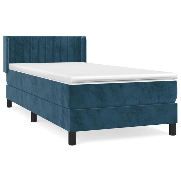 Pat box spring cu saltea, albastru închis, 90x200 cm, catifea - WALTI WALTI