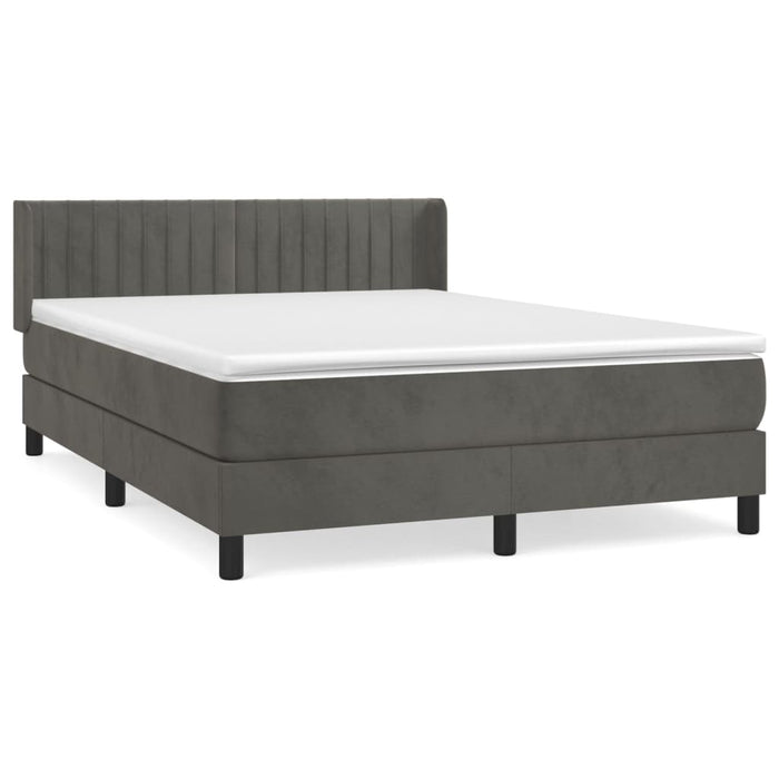 Pat box spring cu saltea, gri închis, 140x190 cm, catifea - WALTI WALTI