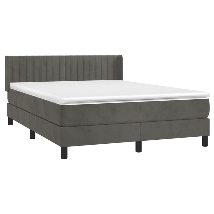 Pat box spring cu saltea, gri închis, 140x190 cm, catifea - WALTI WALTI
