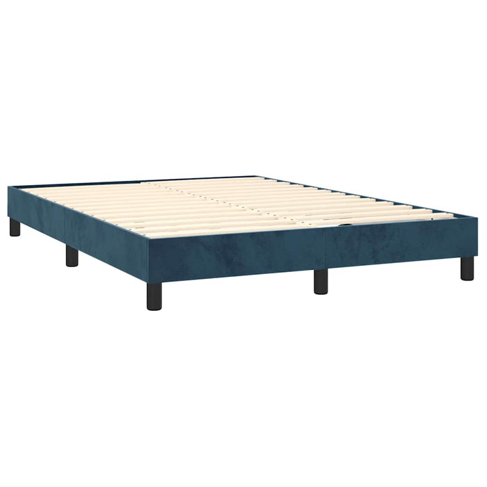 Pat box spring cu saltea, albastru închis, 140x200 cm, catifea - WALTI WALTI