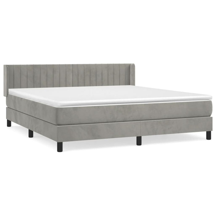 Pat box spring cu saltea, gri deschis, 160x200 cm, catifea - WALTI WALTI