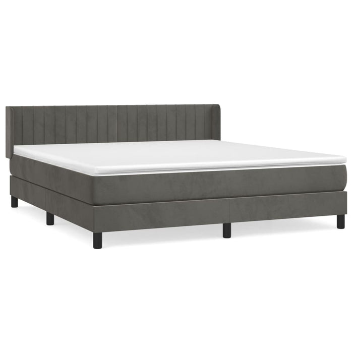 Pat box spring cu saltea, gri închis, 160x200 cm, catifea - WALTI WALTI