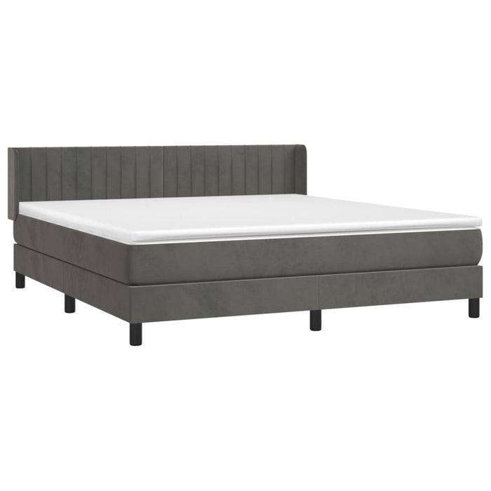 Pat box spring cu saltea, gri închis, 160x200 cm, catifea - WALTI WALTI