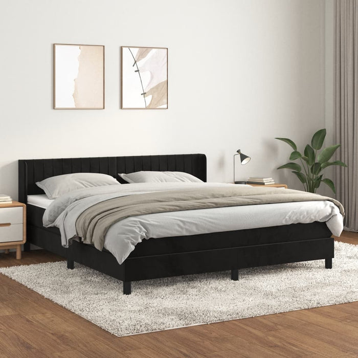 Pat box spring cu saltea, negru, 160x200 cm, catifea - WALTI WALTI