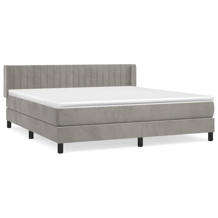 Pat box spring cu saltea, gri deschis, 180x200 cm, catifea - WALTI WALTI