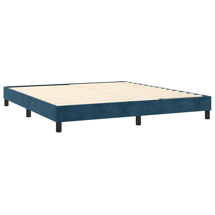Pat box spring cu saltea, albastru închis, 180x200 cm, catifea WALTI