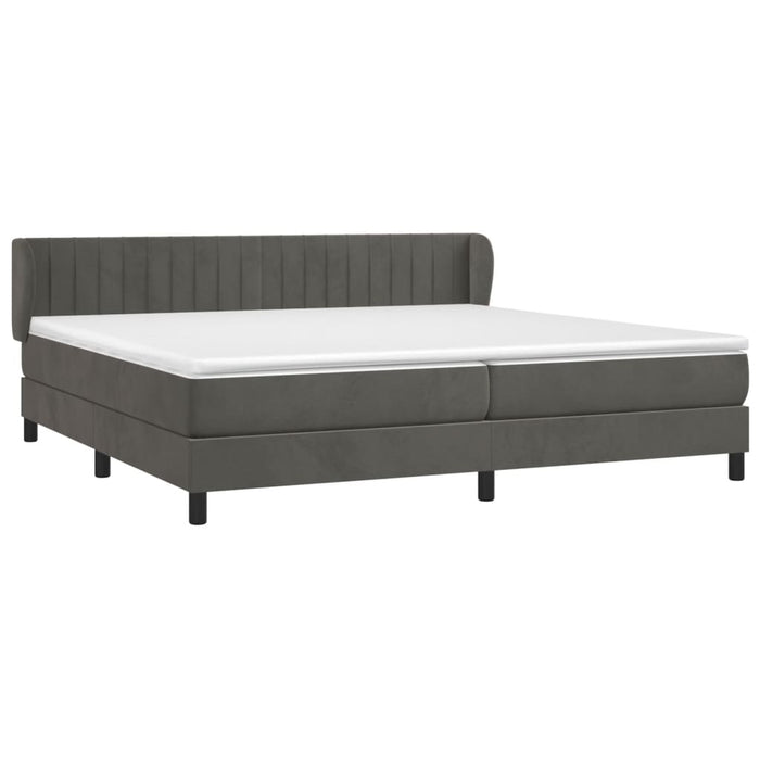 Pat box spring cu saltea, gri închis, 200x200 cm, catifea - WALTI WALTI