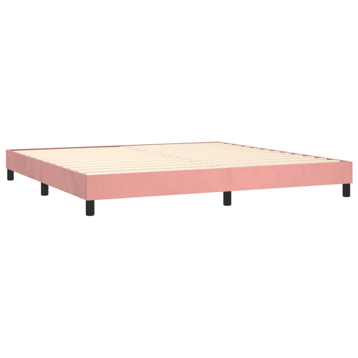 Pat box spring cu saltea, roz, 200x200 cm, catifea - WALTI WALTI